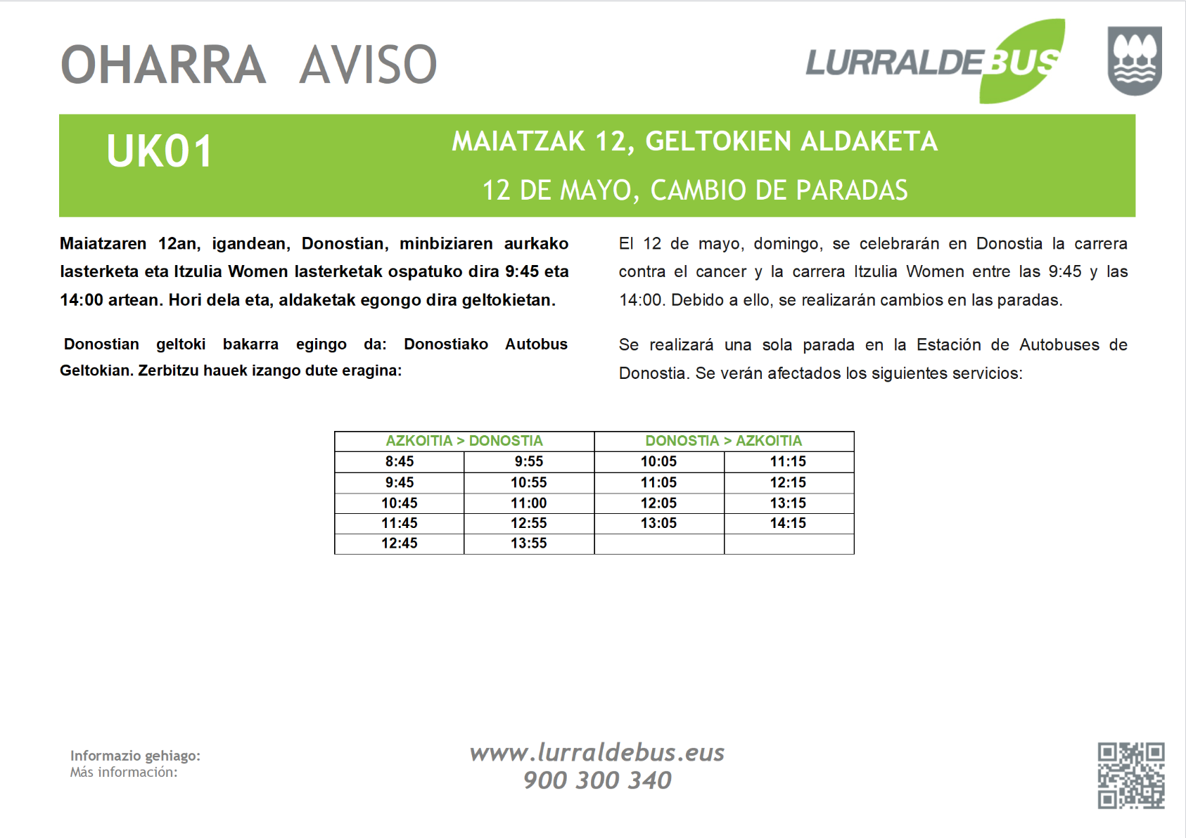 MAIATZAK 12 GELTOKIEN ALDAKETA